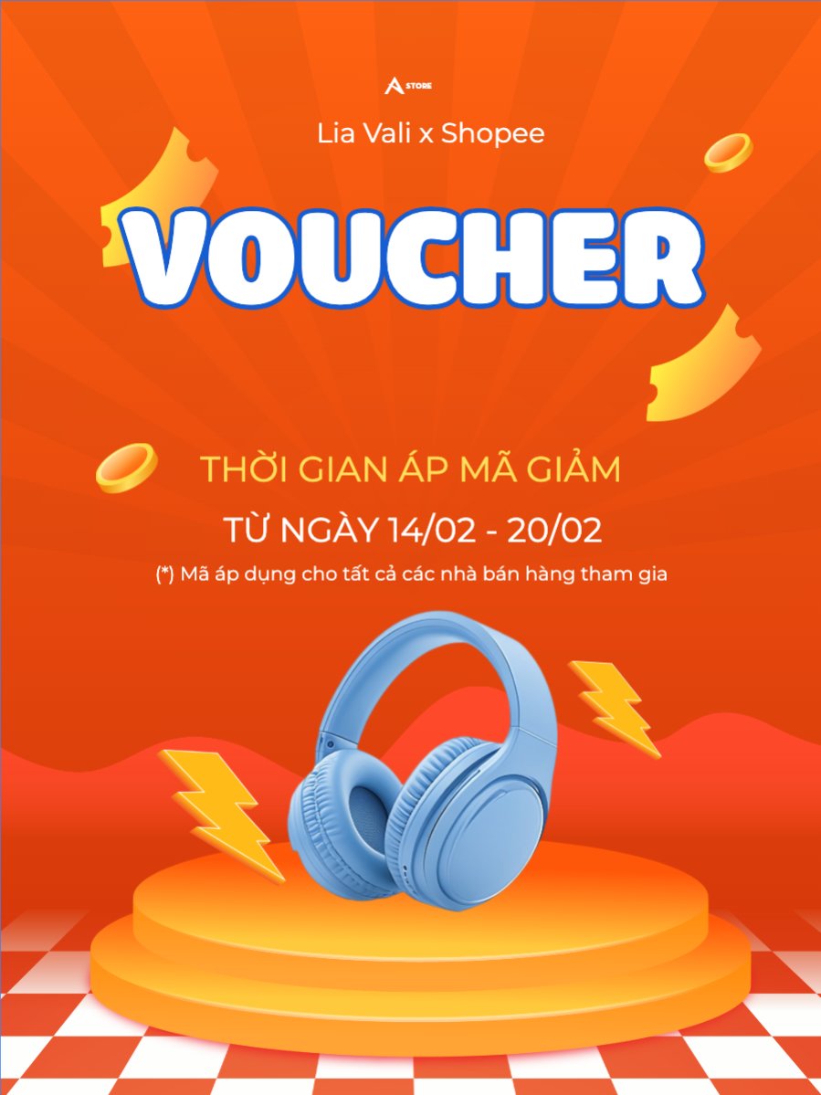 Mẫu Banner dọc Giảm giá, sale, mua sắm, tai nghe, headphone, thời trang, fashion, công nghệ, giải trí — LayerPic