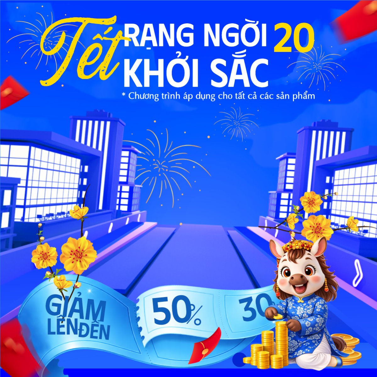 Mẫu Bài post MXH vuông Tết rạng ngời khỏi sắc 2026 — LayerPic