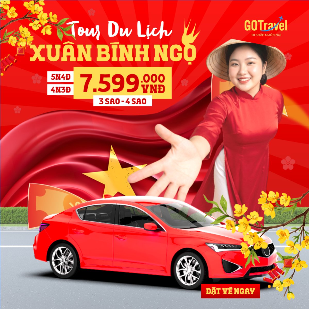 Mẫu Bài post MXH vuông Tour du lịch xuân Bính ngọ — LayerPic