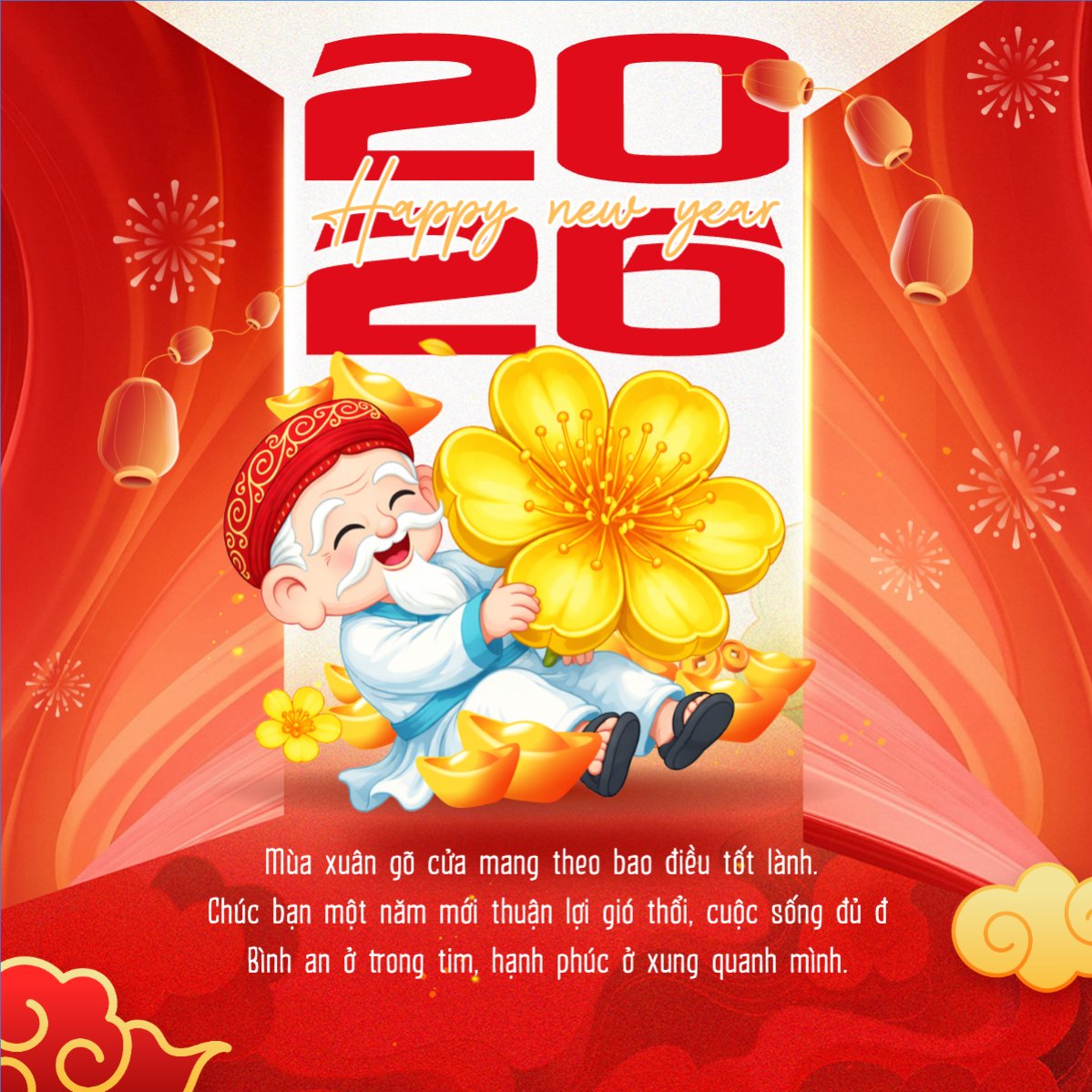 Mẫu Bài post MXH vuông Happy new year 2026 — LayerPic