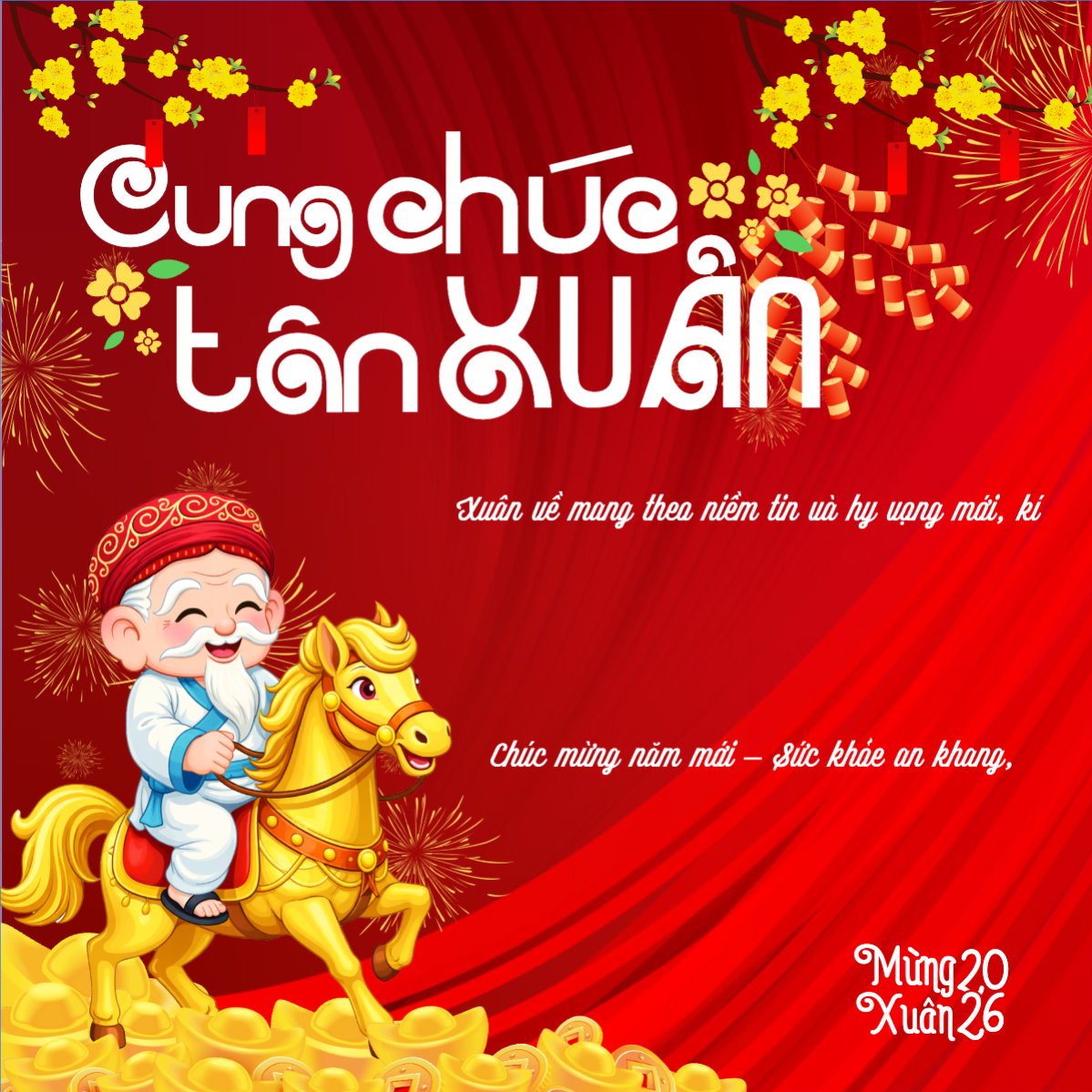 Mẫu Bài post MXH vuông Cung chúc tân xuân — LayerPic
