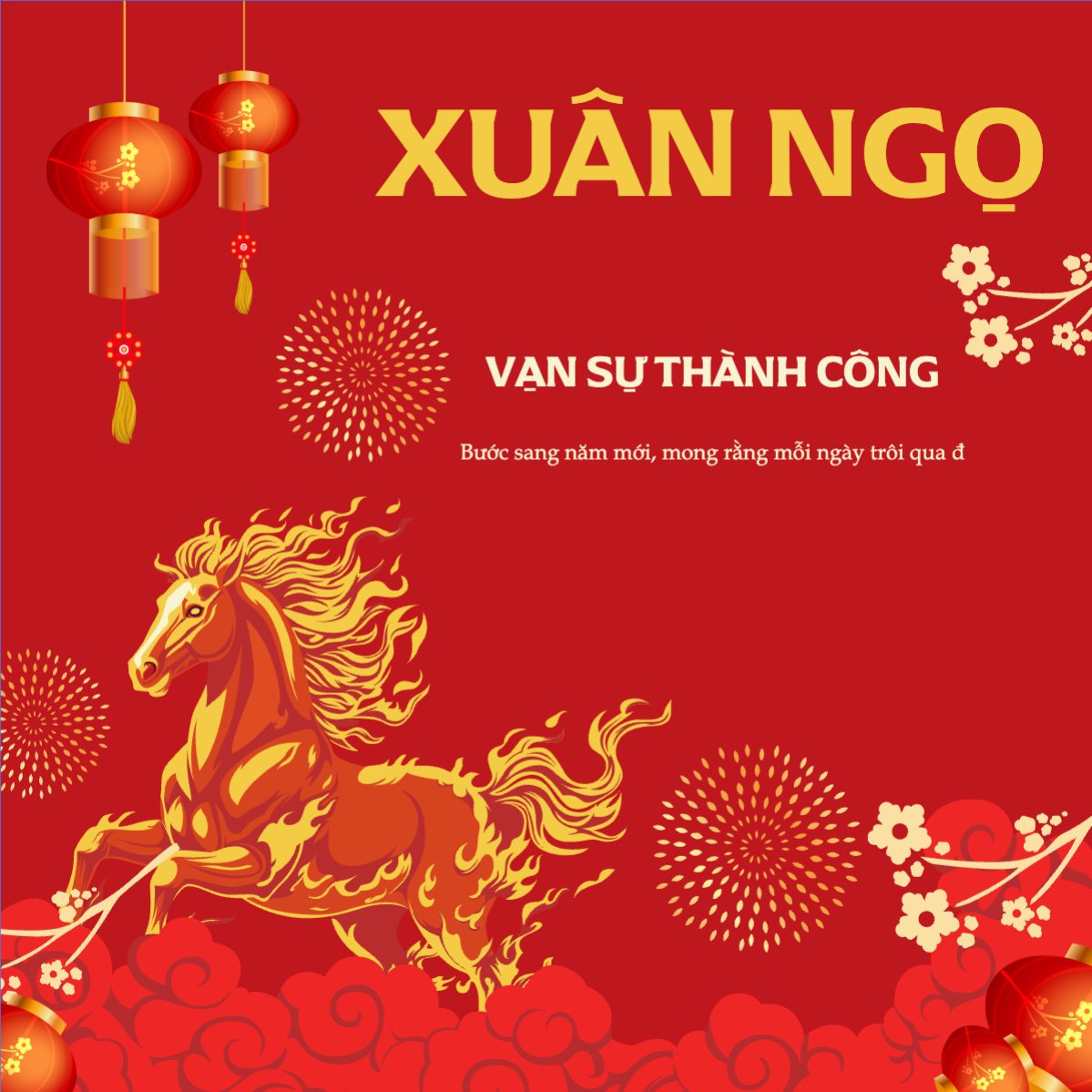 Mẫu Bài post MXH vuông Xuân ngọ phi mã — LayerPic