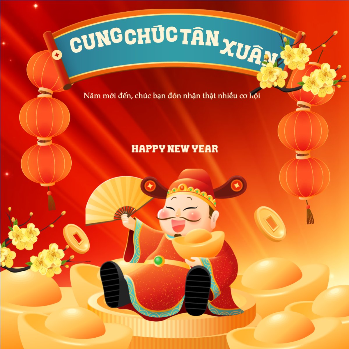 Mẫu Bài post MXH vuông Cung chúc tân xuân — LayerPic