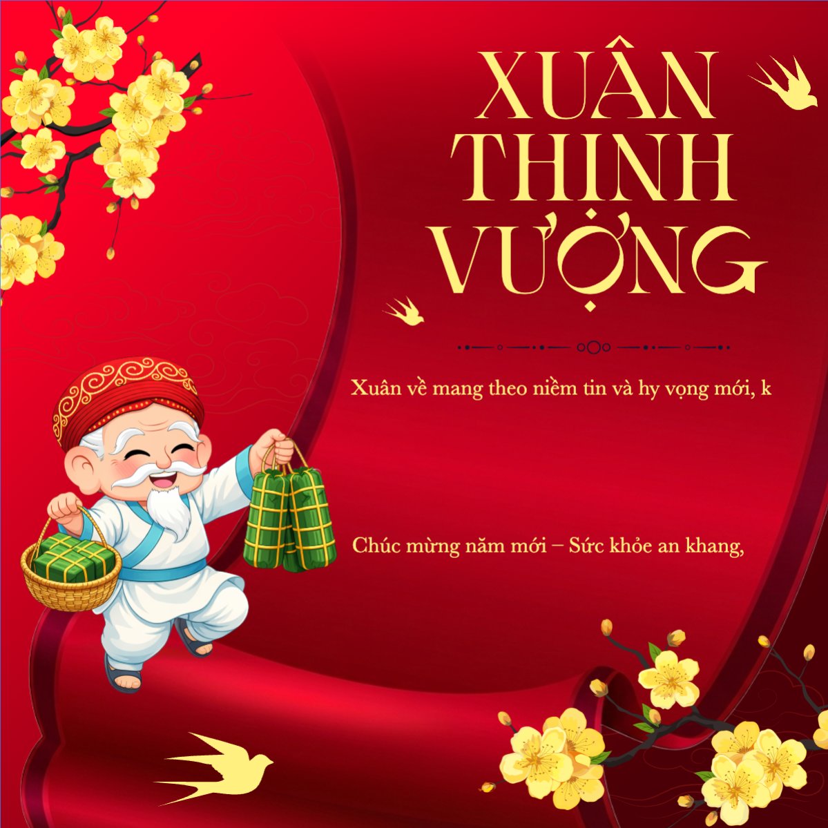 Mẫu Bài post MXH vuông Xuân thịnh vượng — LayerPic
