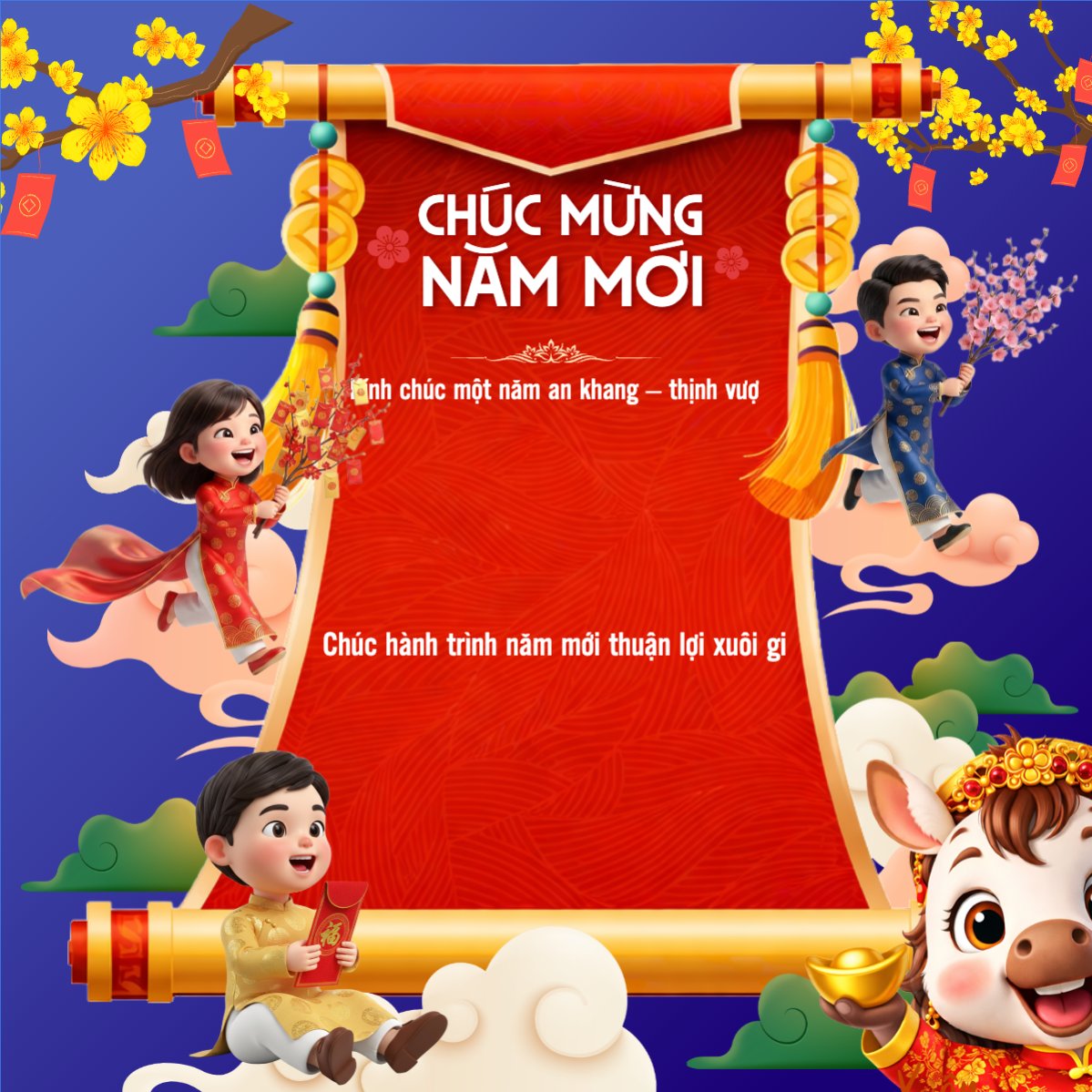 Mẫu Bài post MXH vuông Chúc mừng năm mới — LayerPic