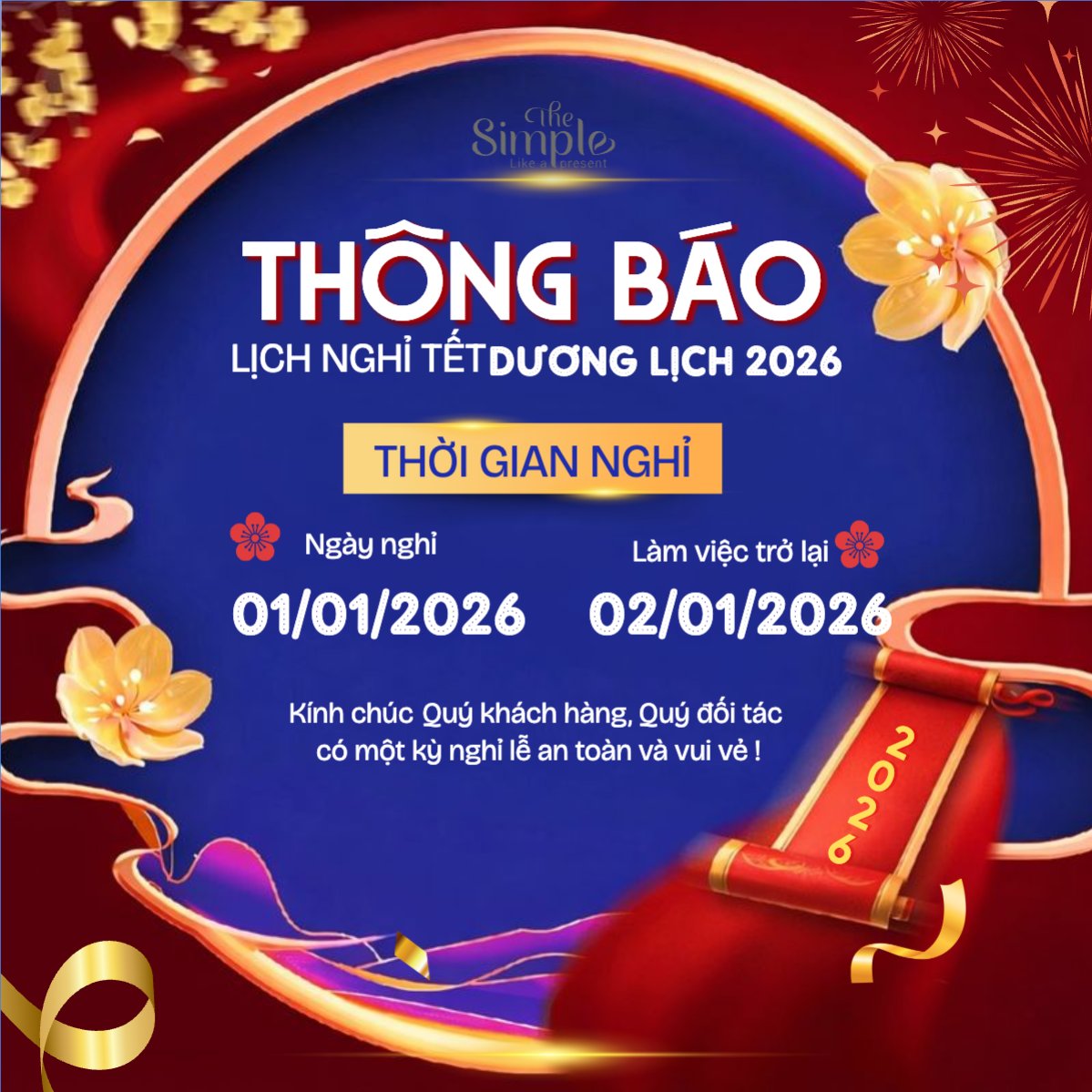 Mẫu Bài post MXH vuông Nghỉ tết dương lịch — LayerPic