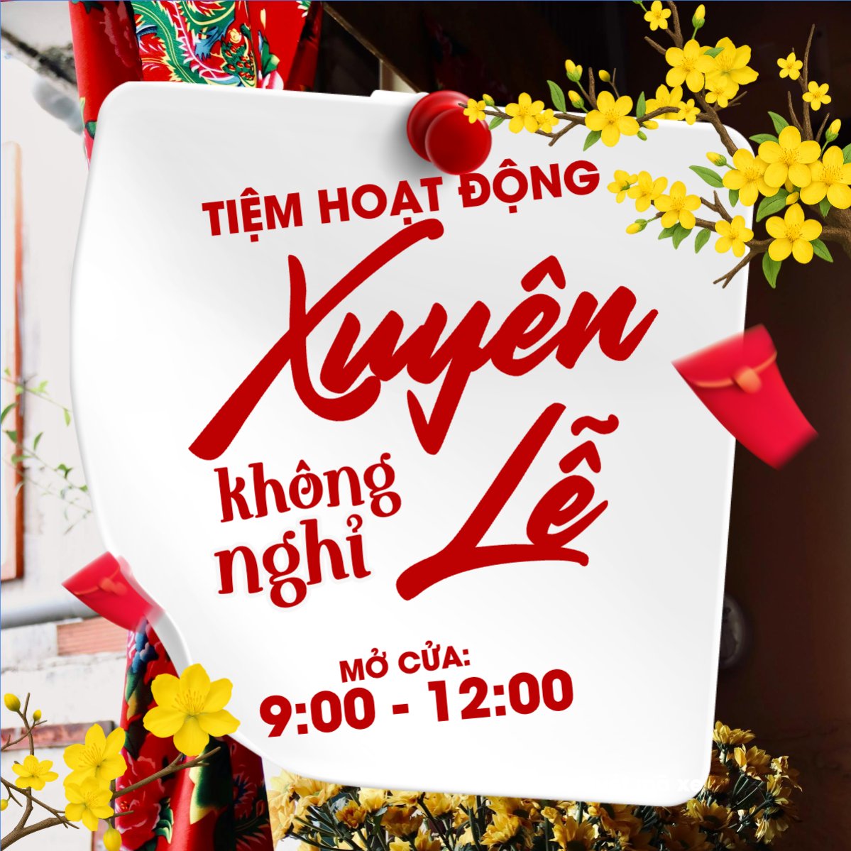 Mẫu Bài post MXH vuông Xuyên lễ không nghỉ — LayerPic