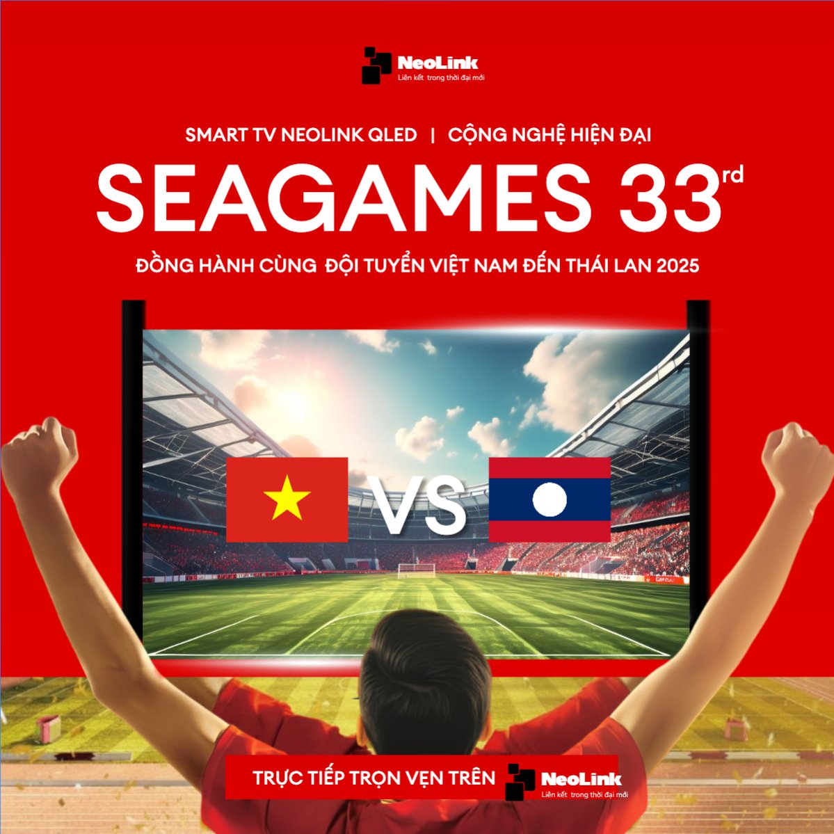 Mẫu Bài post MXH vuông Smart TV tận hưởng Seagame 33 — LayerPic