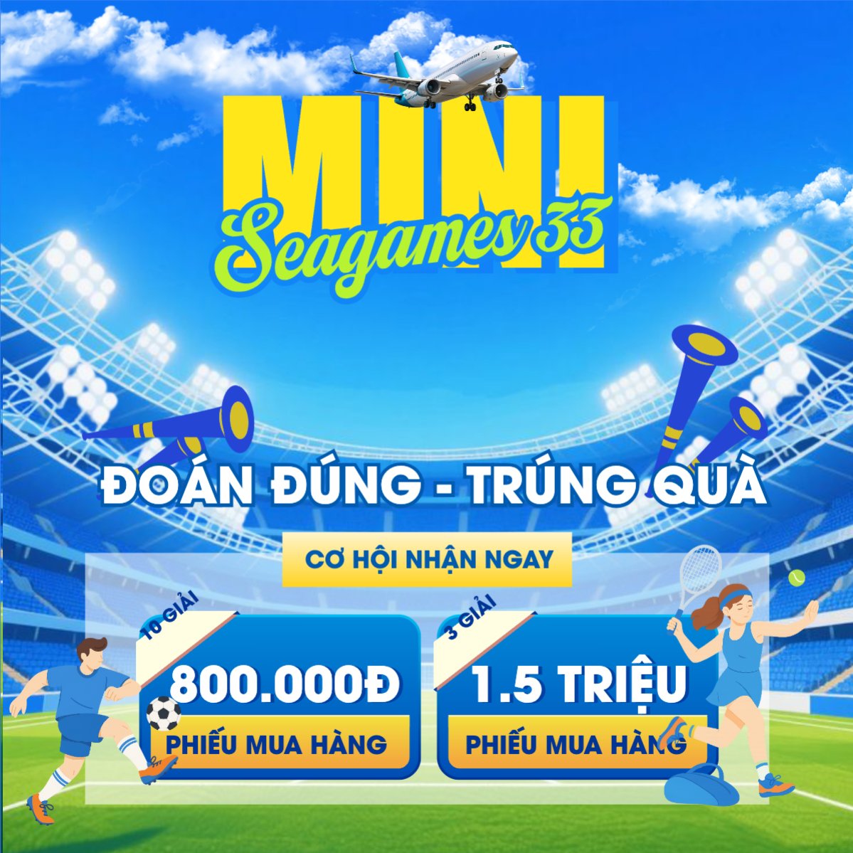 Mẫu Bài post MXH vuông Mini game seagames 33 — LayerPic