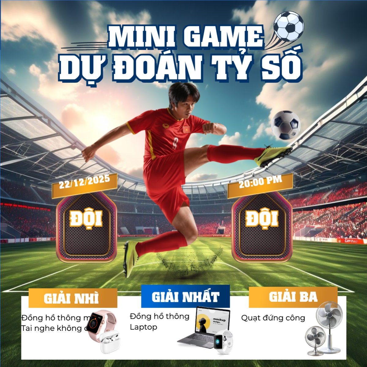 Mẫu Bài post MXH vuông Mini game dự đoán tỷ số — LayerPic