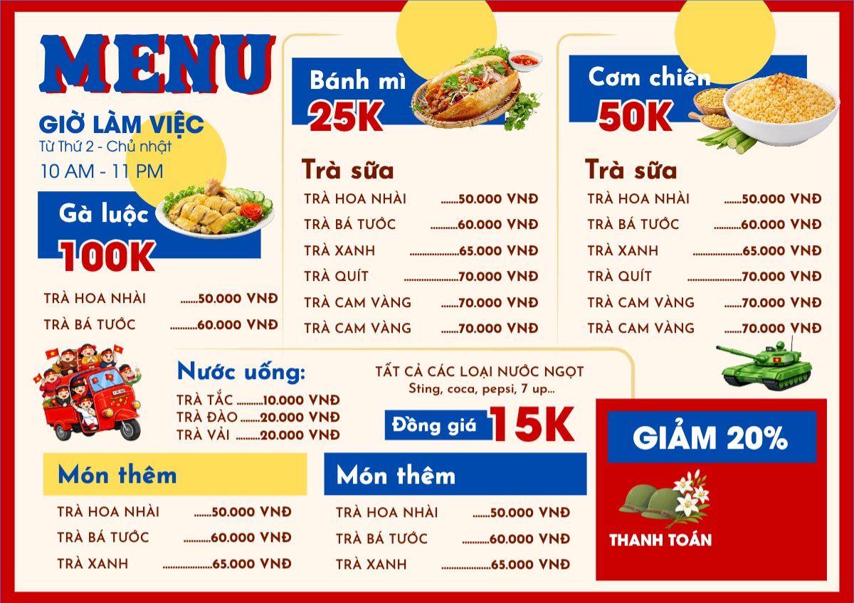 Mẫu Menu tờ rời (ngang) Menu ngày lễ — LayerPic