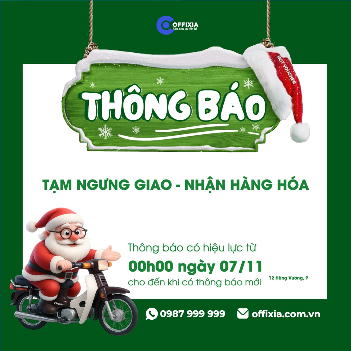 Mẫu Bài post MXH vuông Thông báo ngưng giao nhận hàng — LayerPic