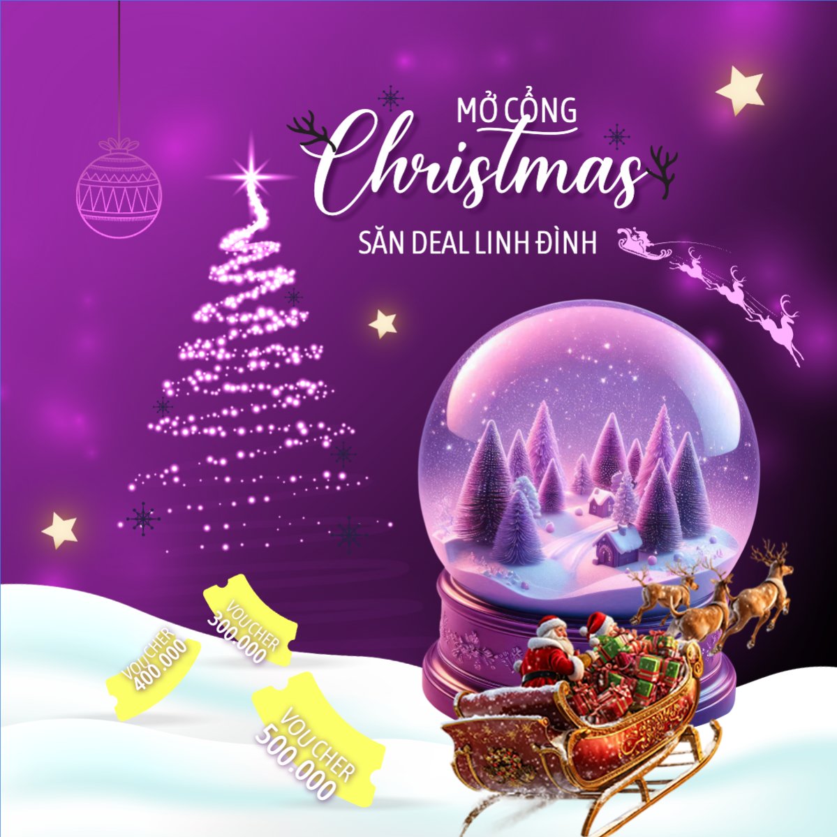 Mẫu Bài post MXH vuông Mở cổng Christmas săn deal linh đình — LayerPic
