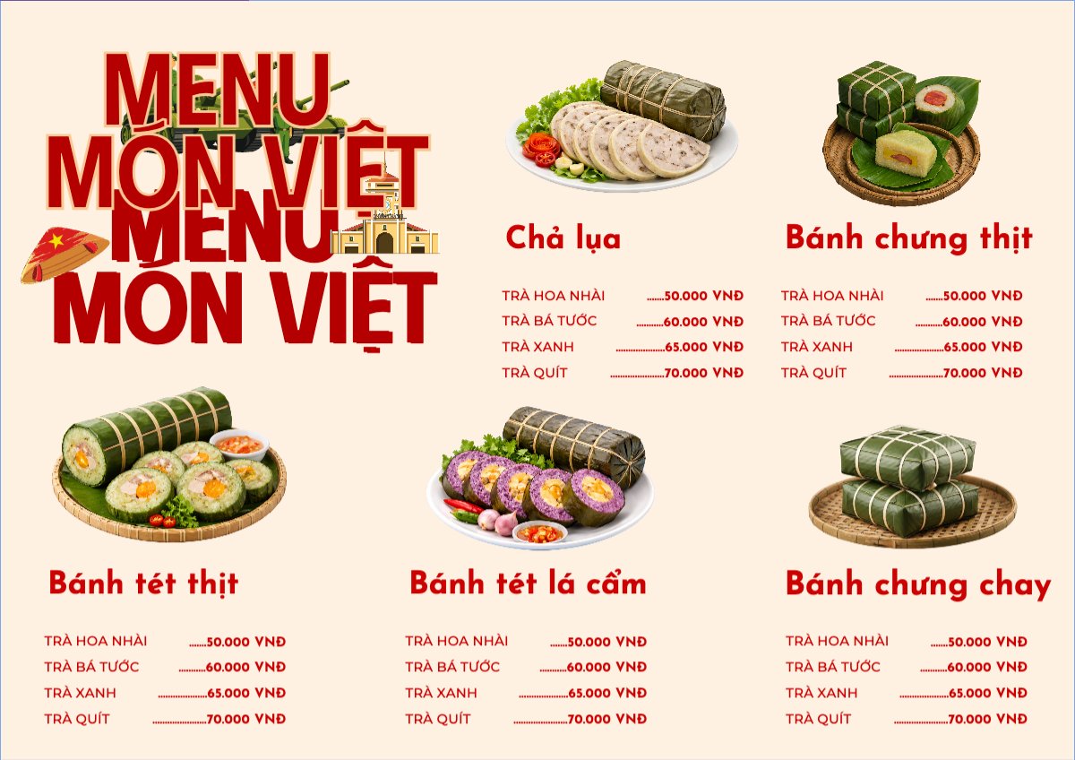 Mẫu Menu tờ rời (ngang) Menu nước ngày lễ — LayerPic