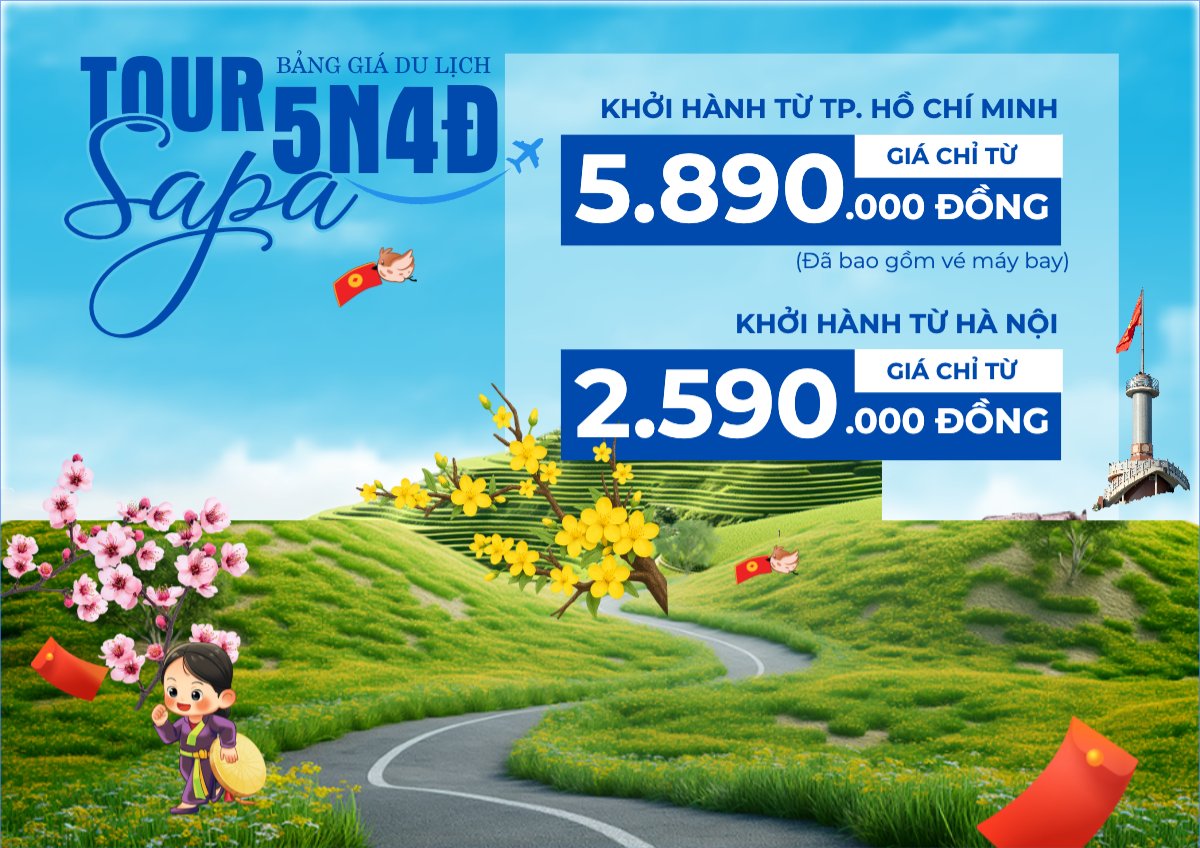 Mẫu Menu tờ rời (ngang) Tour 5N4ĐSapa — LayerPic