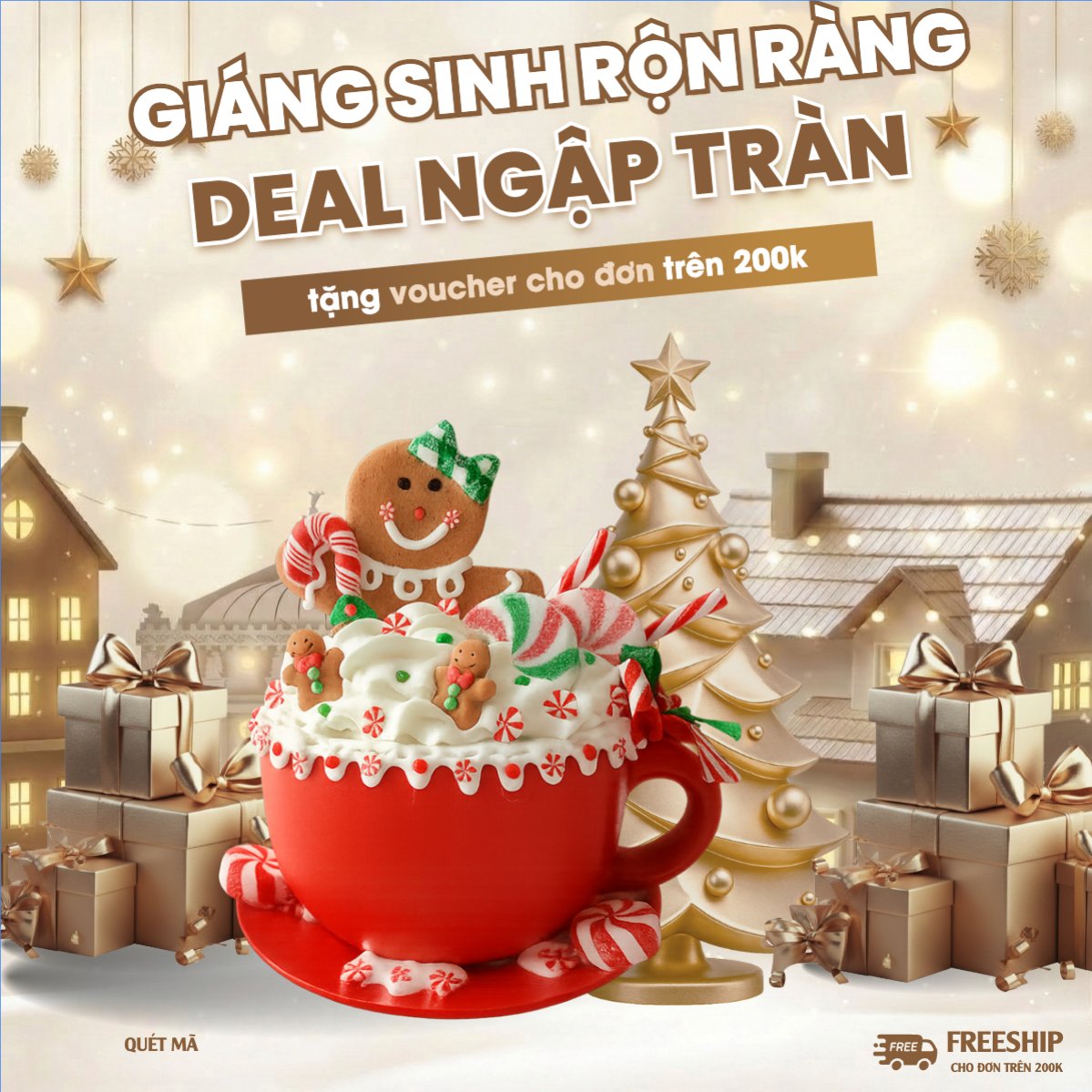 Mẫu Bài post MXH vuông Giáng sinh rộn ràng deal ngập tràn — LayerPic