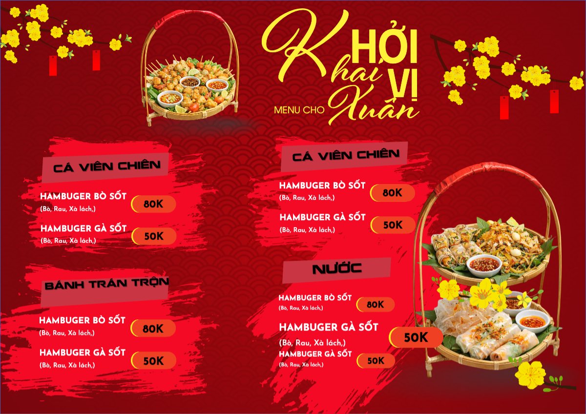 Mẫu Menu tờ rời (ngang) Khai xuân khởi vị — LayerPic