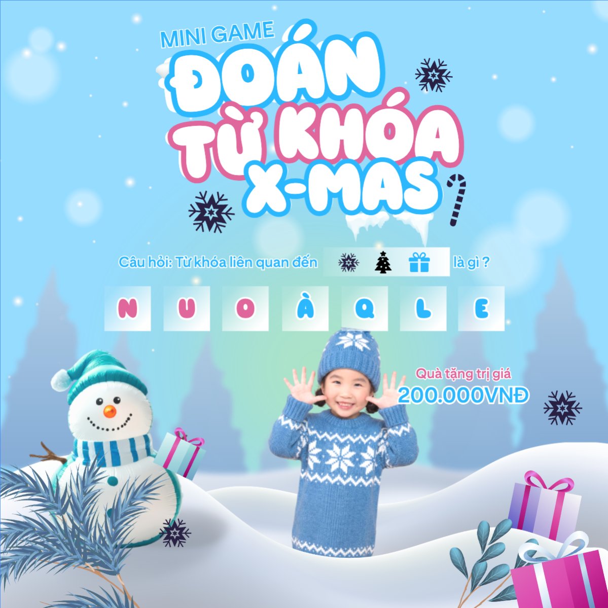Mẫu Bài post MXH vuông Mini game đoán từ khóa x-mas — LayerPic
