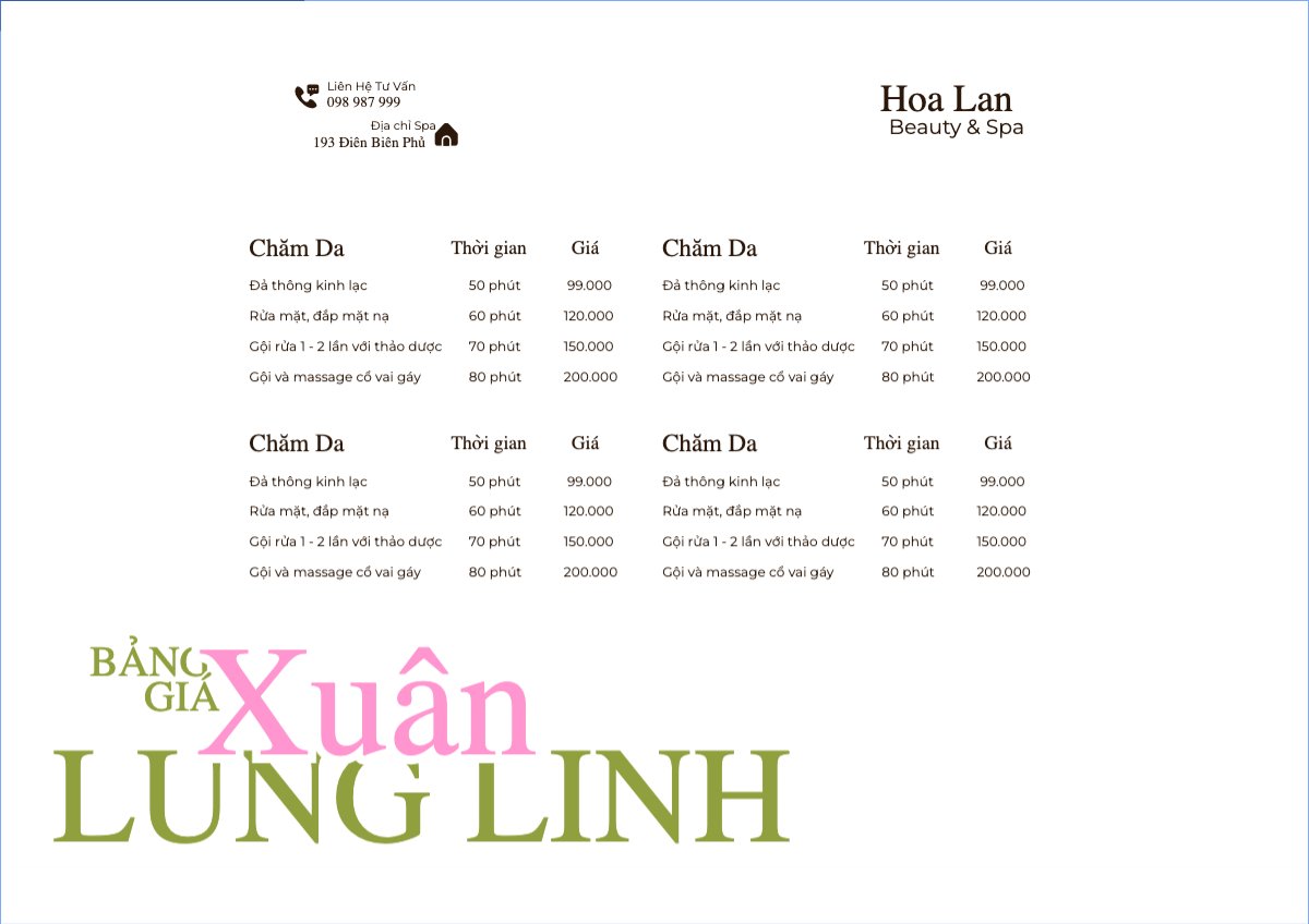 Bảng giá xuân lung linh