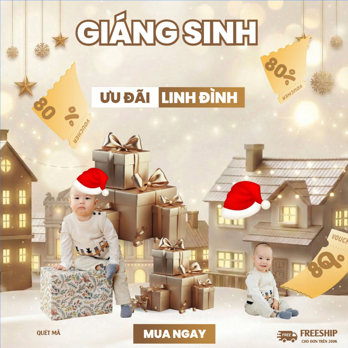 Mẫu Bài post MXH vuông Giáng sinh lung linh ưu đãi linh đình — LayerPic