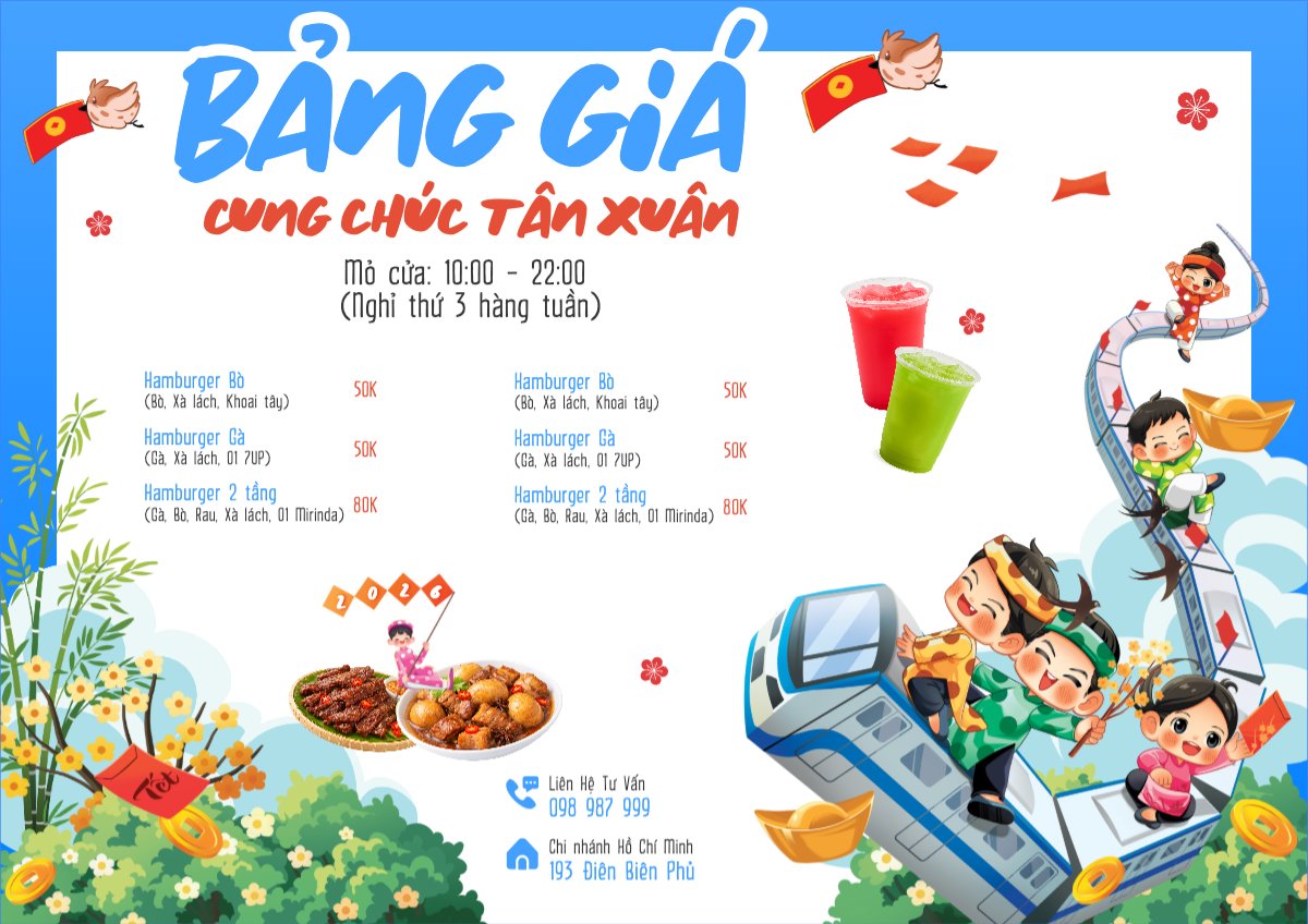 Mẫu Menu tờ rời (ngang) Bảng giá cung chúc tân xuân 2026 — LayerPic