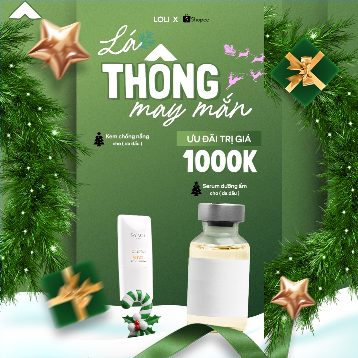 Mẫu Bài post MXH vuông Lá thông may mắn — LayerPic
