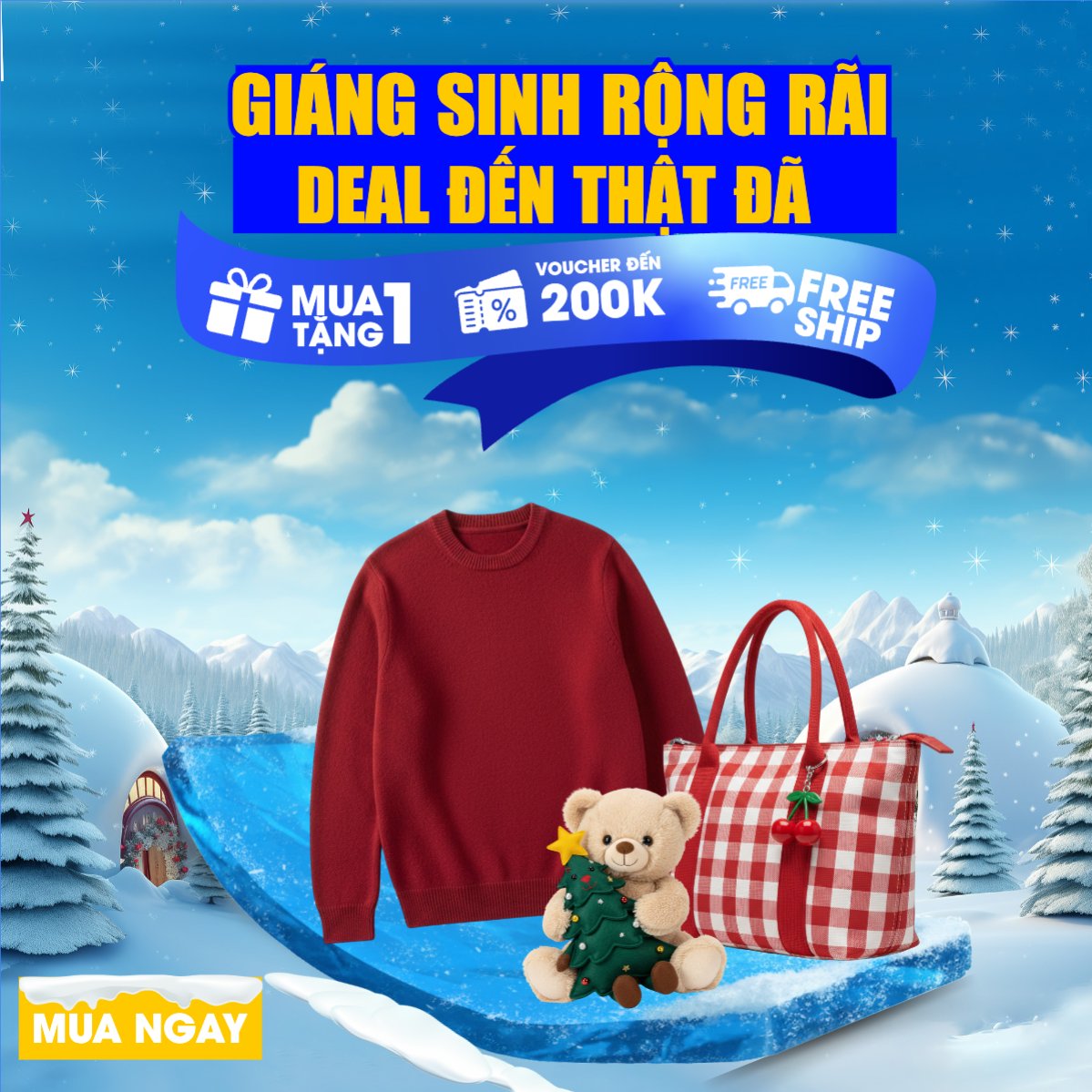 Mẫu Bài post MXH vuông Giáng sinh rộng rãi deal đến thật đã — LayerPic