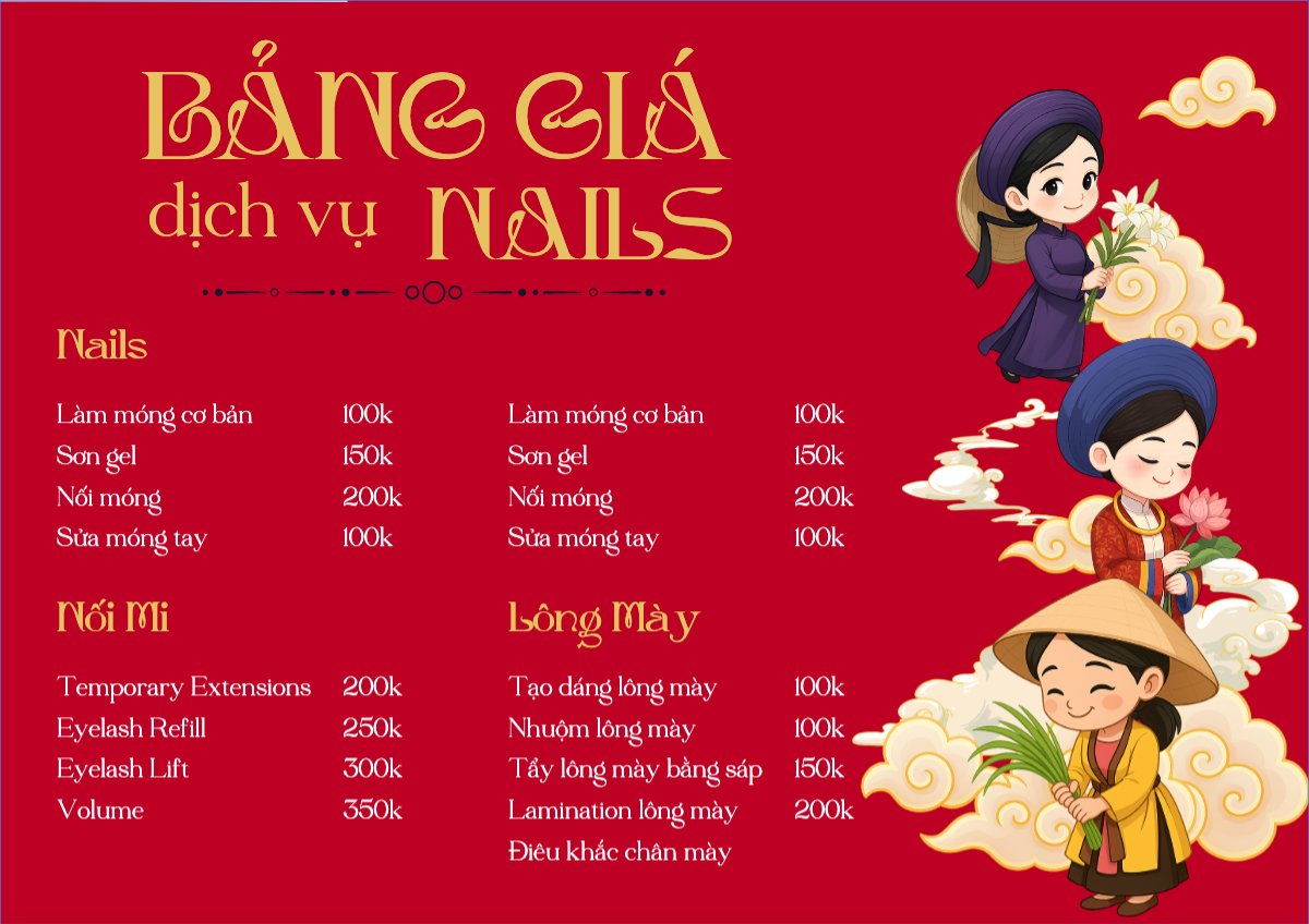 Mẫu Menu tờ rời (ngang) 20/10, Ngày phụ nữ Việt Nam, Vietnamese Women's Day, phụ nữ, sự kiện, event, dễ thương, cute, chibi, hoạt hình, cartoon — LayerPic