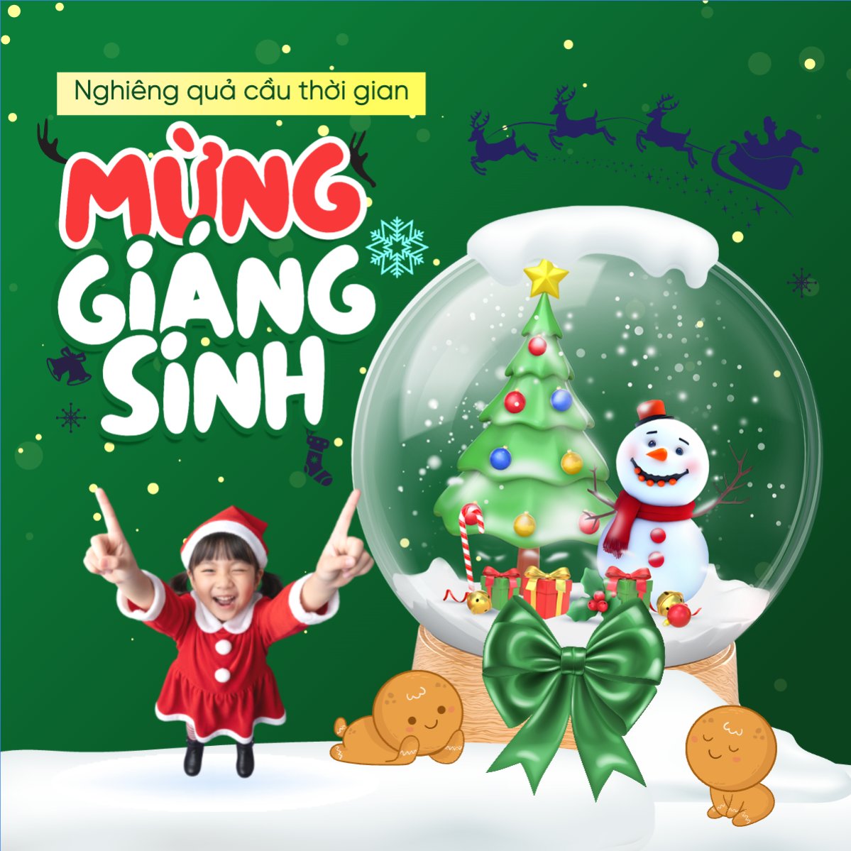 Mẫu Bài post MXH vuông Nghiêng quả cầu thời gian mừng giáng sinh — LayerPic