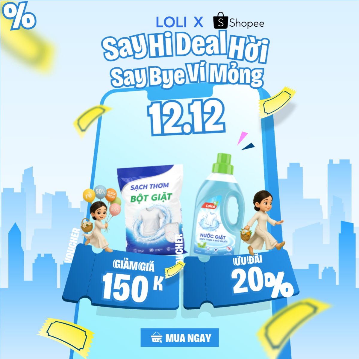 Mẫu Bài post MXH vuông Say hi deal hời say bye ví mỏng — LayerPic