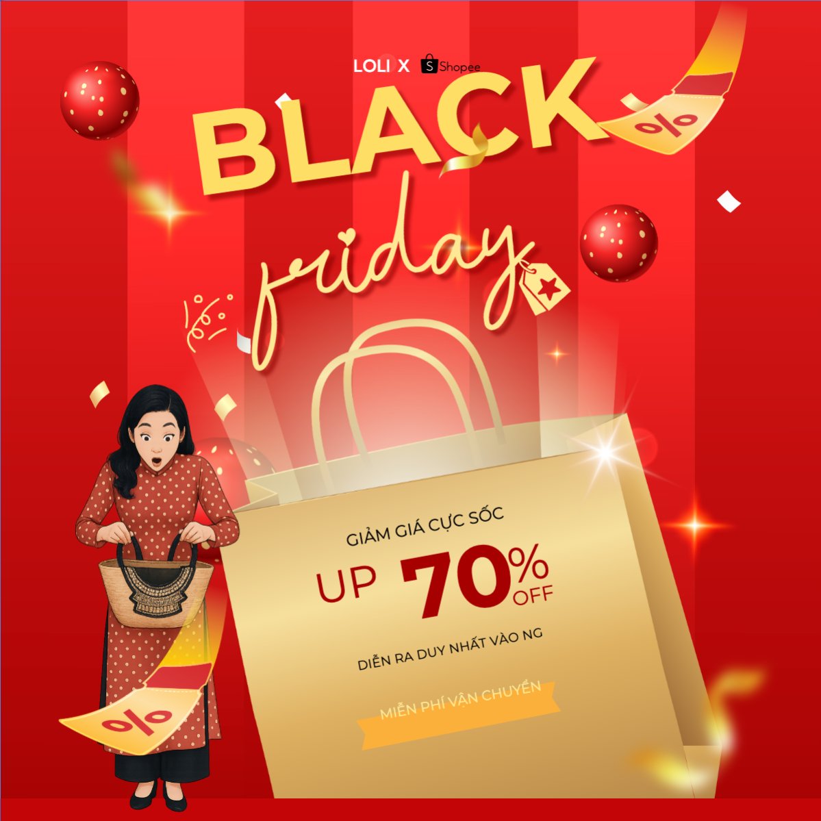 Mẫu Bài post MXH vuông Black Friday giảm giá — LayerPic