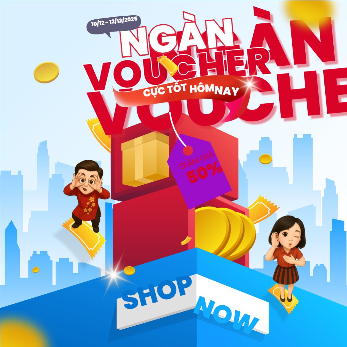 Mẫu Bài post MXH vuông Ngàn voucher cực tốt hôm nay — LayerPic