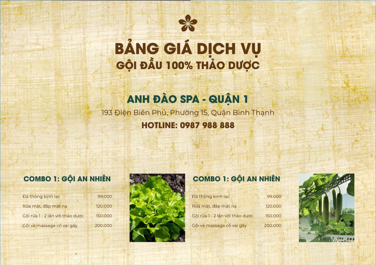 Mẫu Menu tờ rời (ngang) Tiệm tóc, tiệm cắt tóc, salon, nail, spa, beauty, làm đẹp, thẩm mỹ — LayerPic