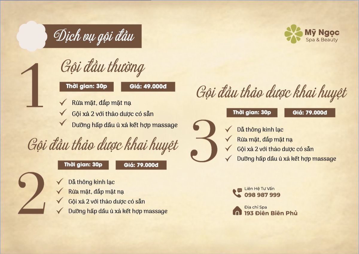 Mẫu Menu tờ rời (ngang) Tiệm tóc, tiệm cắt tóc, salon, nail, spa, beauty, làm đẹp, thẩm mỹ — LayerPic