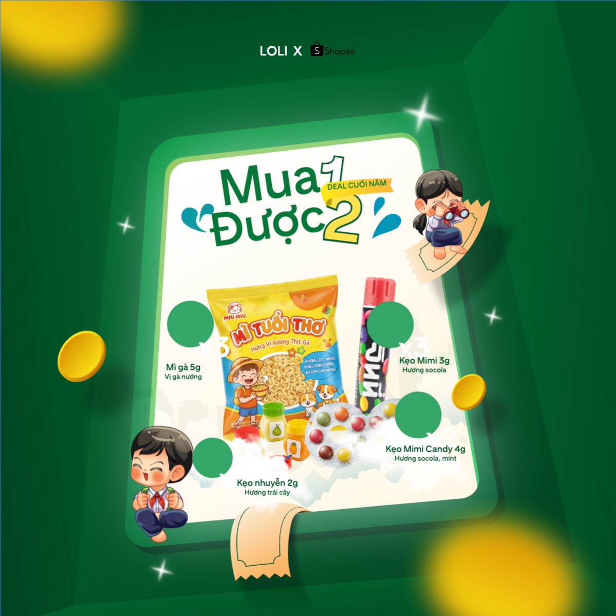 Mẫu Bài post MXH vuông Mua 1 được 2 săn sale cuối năm — LayerPic