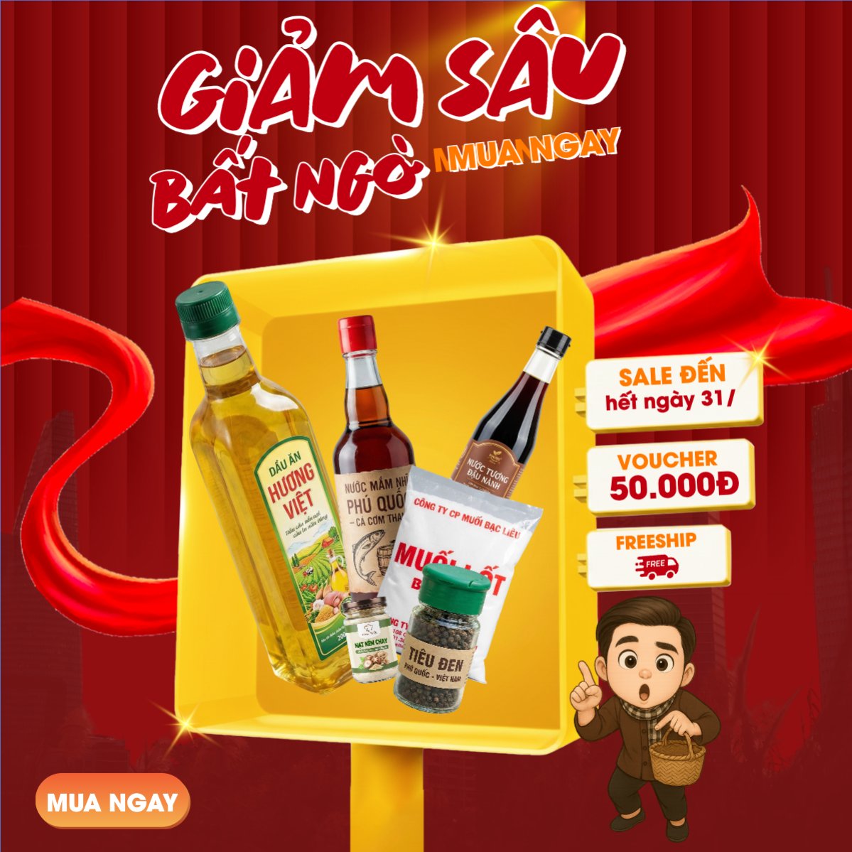 Mẫu Bài post MXH vuông Giảm sâu bất ngờ mua ngay đừng chờ — LayerPic