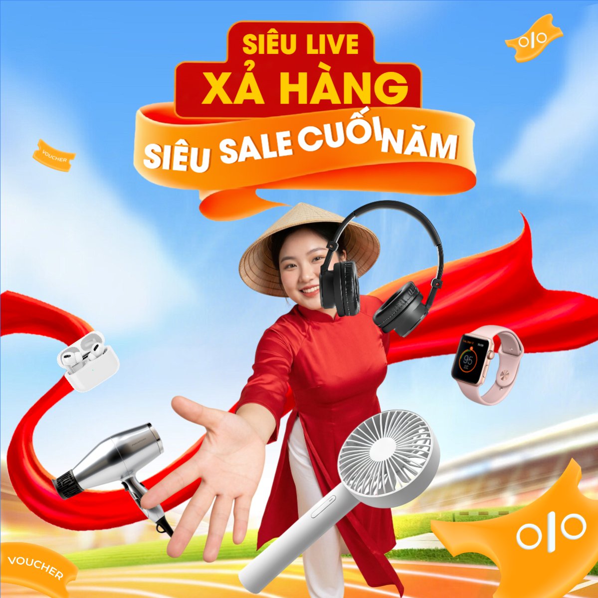 Mẫu Bài post MXH vuông Siêu live xả hàng — LayerPic