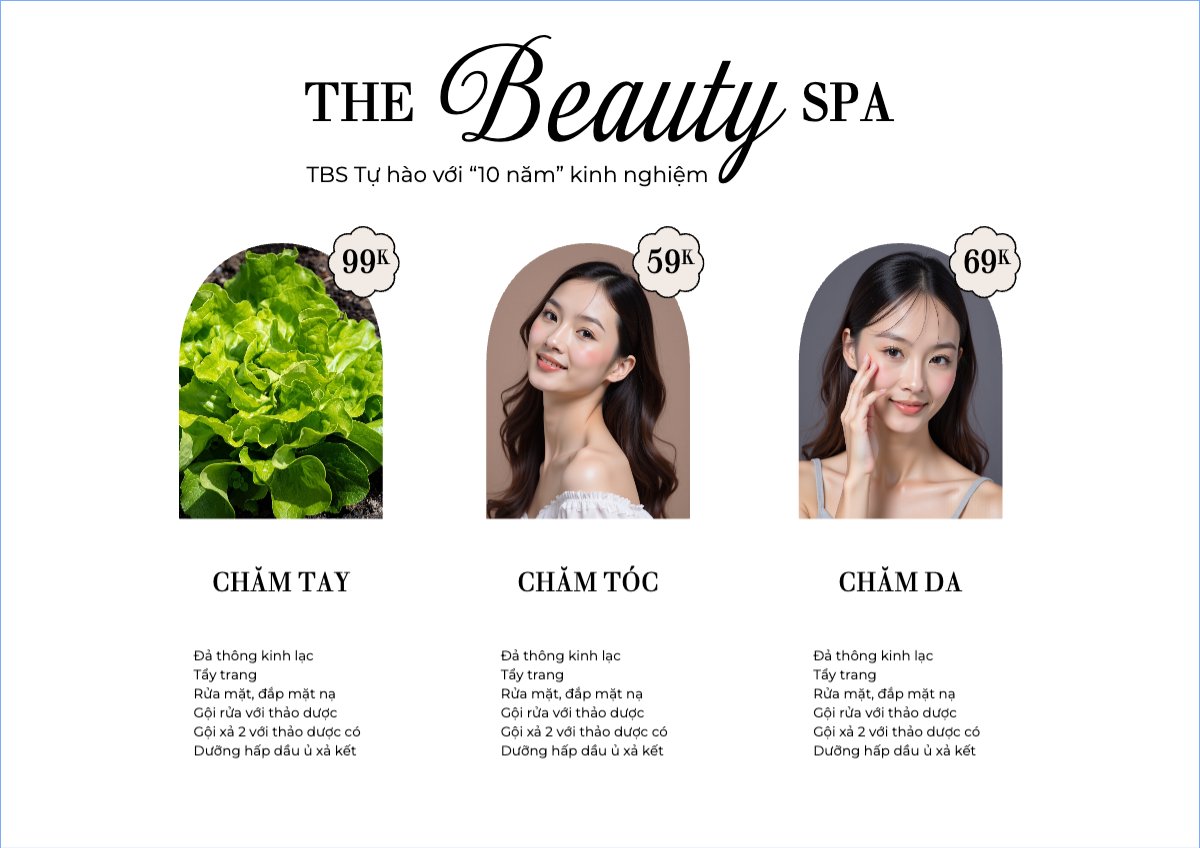 Mẫu Menu tờ rời (ngang) Tiệm tóc, tiệm cắt tóc, salon, nail, spa, beauty, làm đẹp, thẩm mỹ — LayerPic