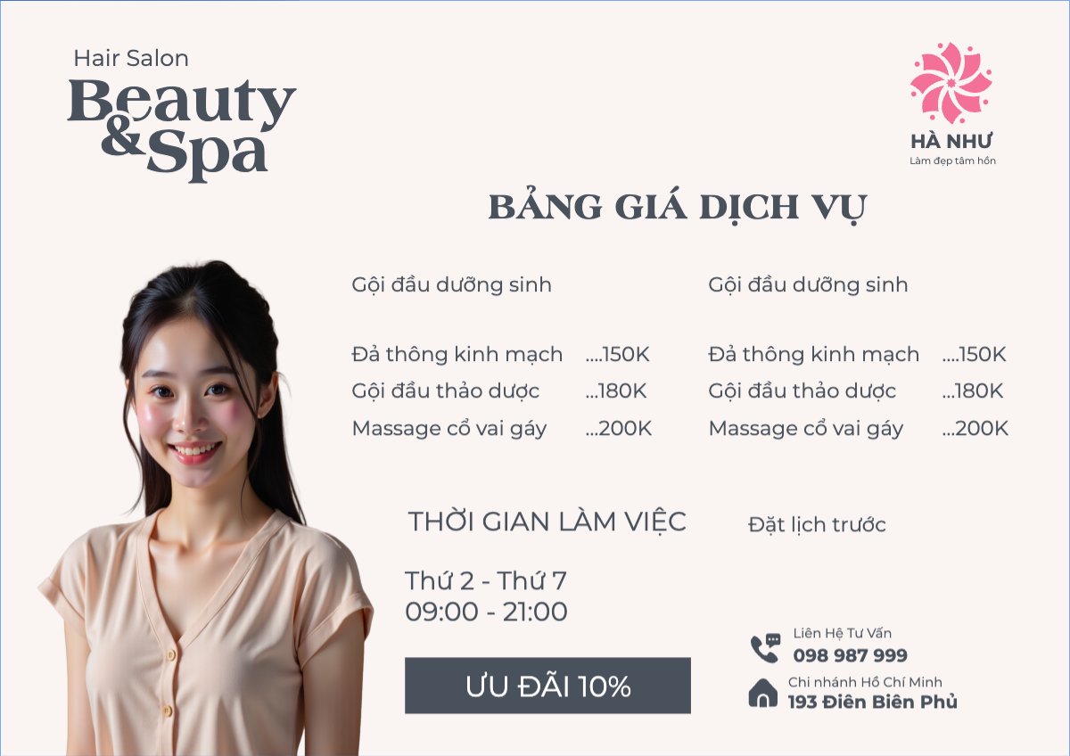 Tiệm tóc, tiệm cắt tóc, salon, nail, spa, beauty, làm đẹp, thẩm mỹ
