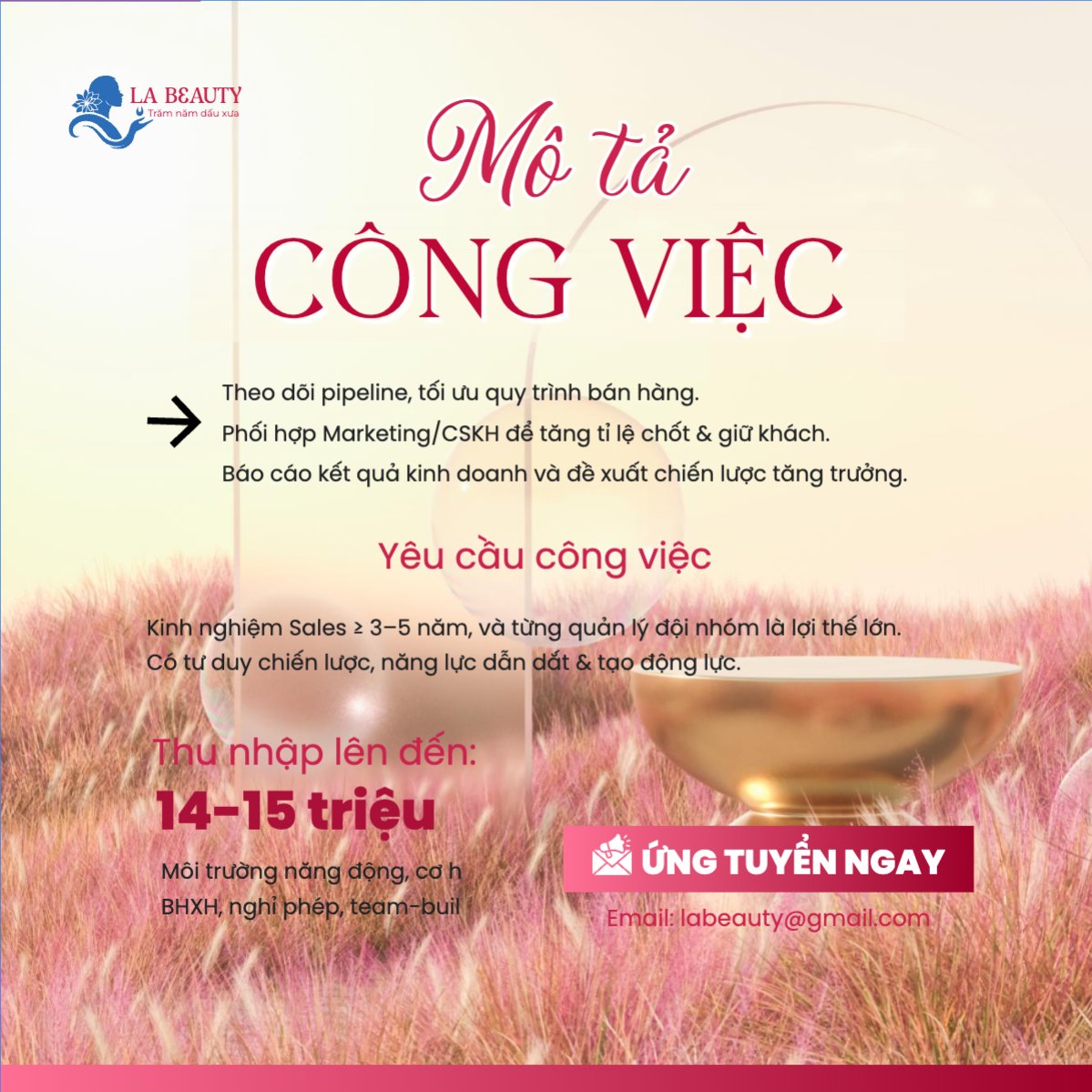 Mẫu Bài post MXH vuông Tuyển dụng kỹ thuật viên thẩm mỹ — LayerPic