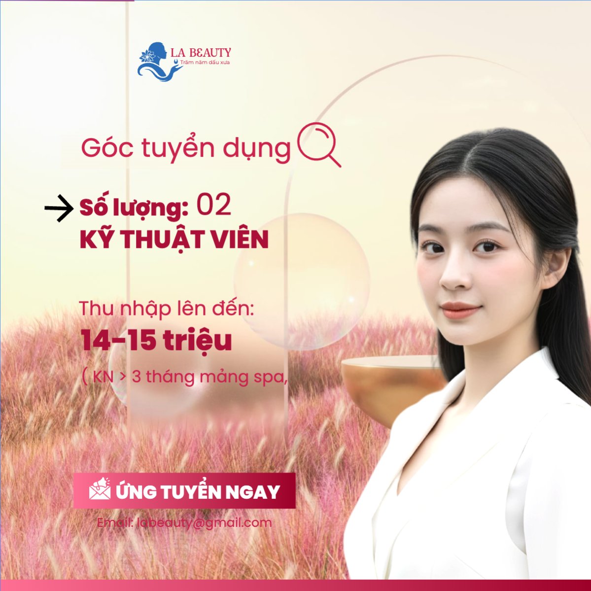 Mẫu Bài post MXH vuông Tuyển dụng kỹ thuật viên thẩm mỹ — LayerPic