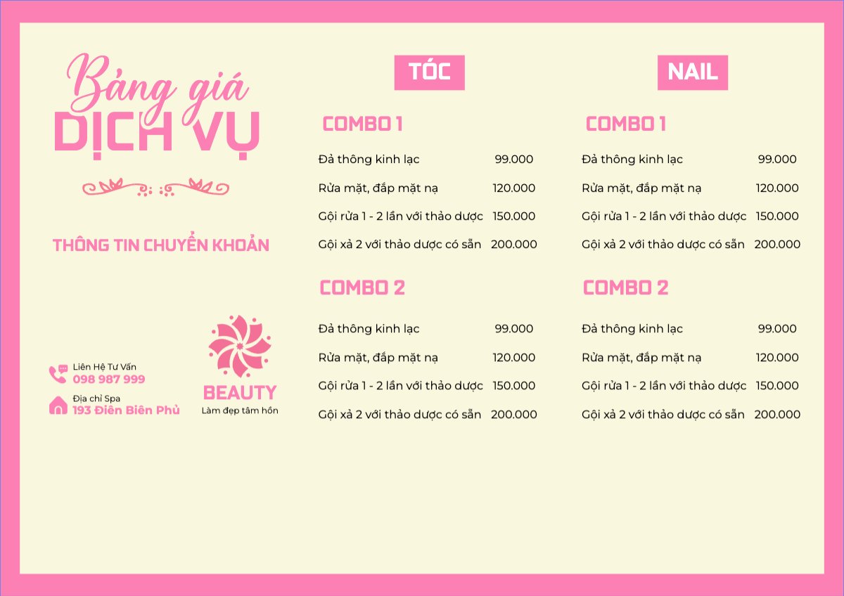 Tiệm tóc, tiệm cắt tóc, salon, nail, spa, beauty, làm đẹp, thẩm mỹ