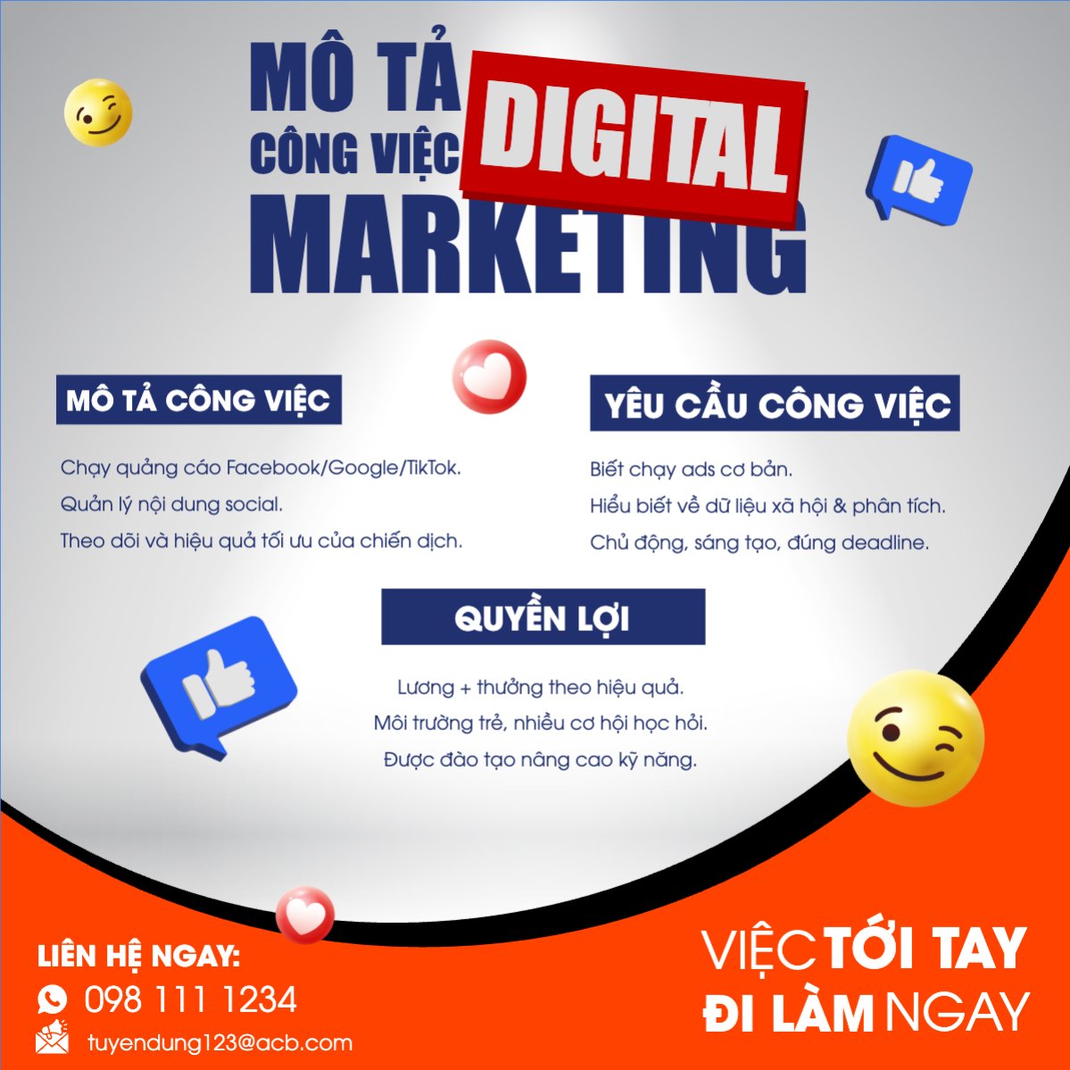 Mẫu Bài post MXH vuông Mô tả công việc digital marketing — LayerPic