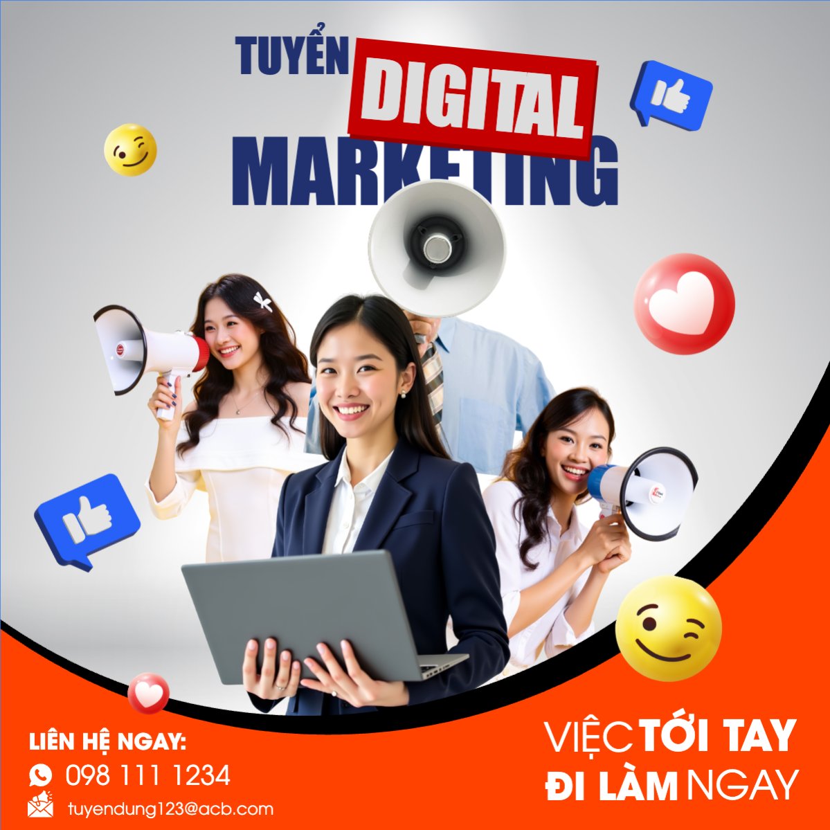 Mẫu Bài post MXH vuông Tuyển dụng digital marketing — LayerPic