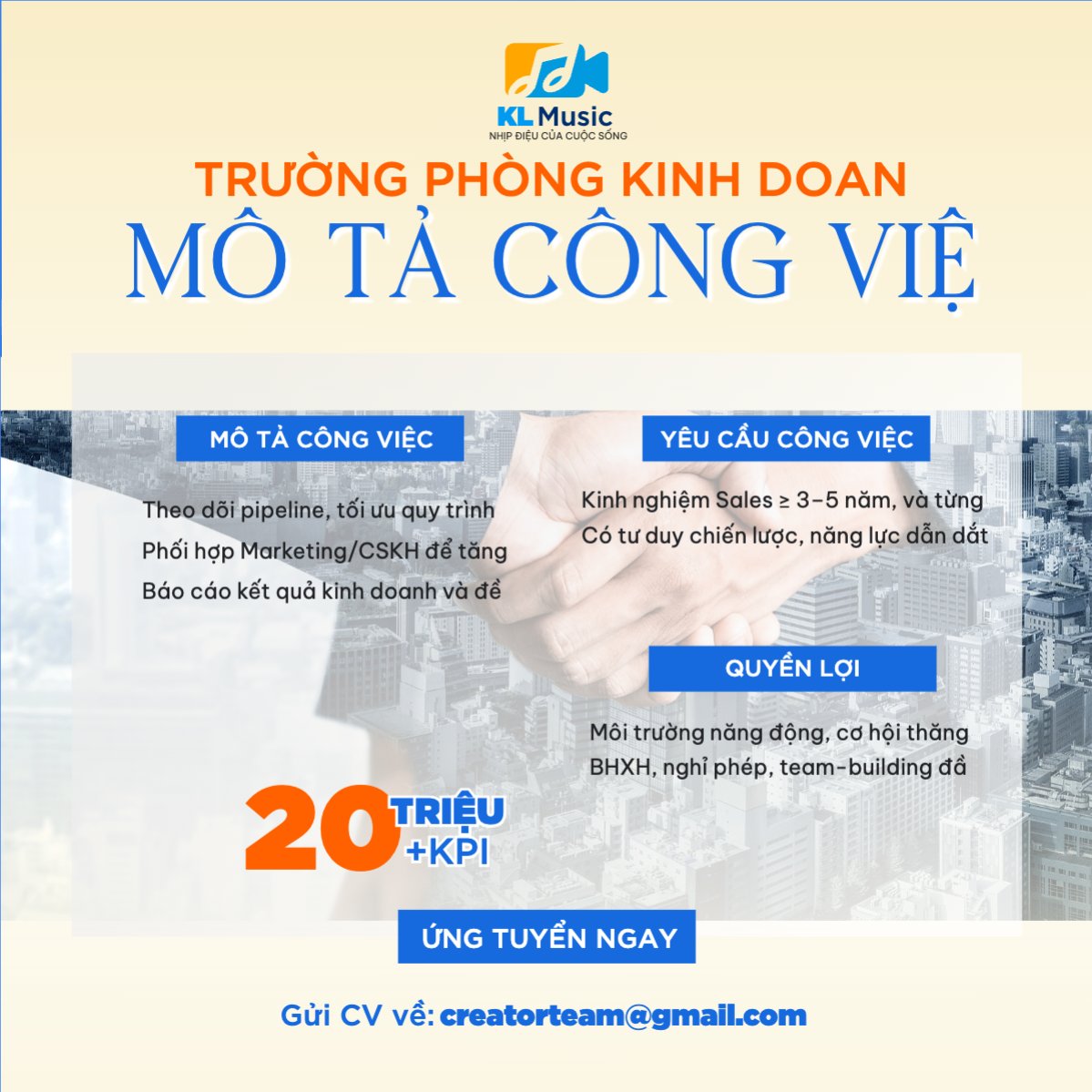 Mẫu Bài post MXH vuông Tuyển dụng trưởng phòng kinh doanh — LayerPic