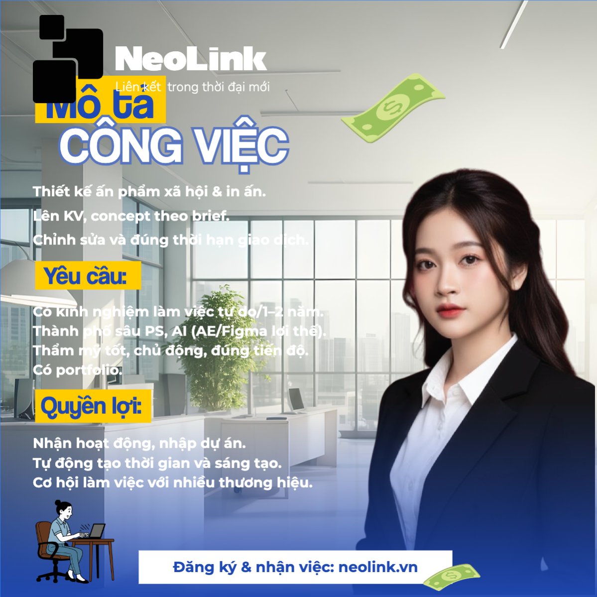 Mẫu Bài post MXH vuông Mô tả công việc freelance — LayerPic