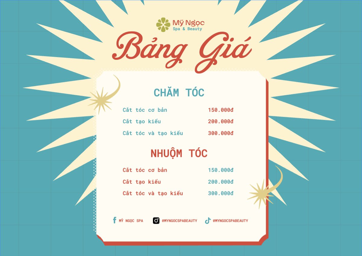 Mẫu Menu tờ rời (ngang) Tiệm tóc, tiệm cắt tóc, salon, nail, spa, beauty, làm đẹp, thẩm mỹ — LayerPic