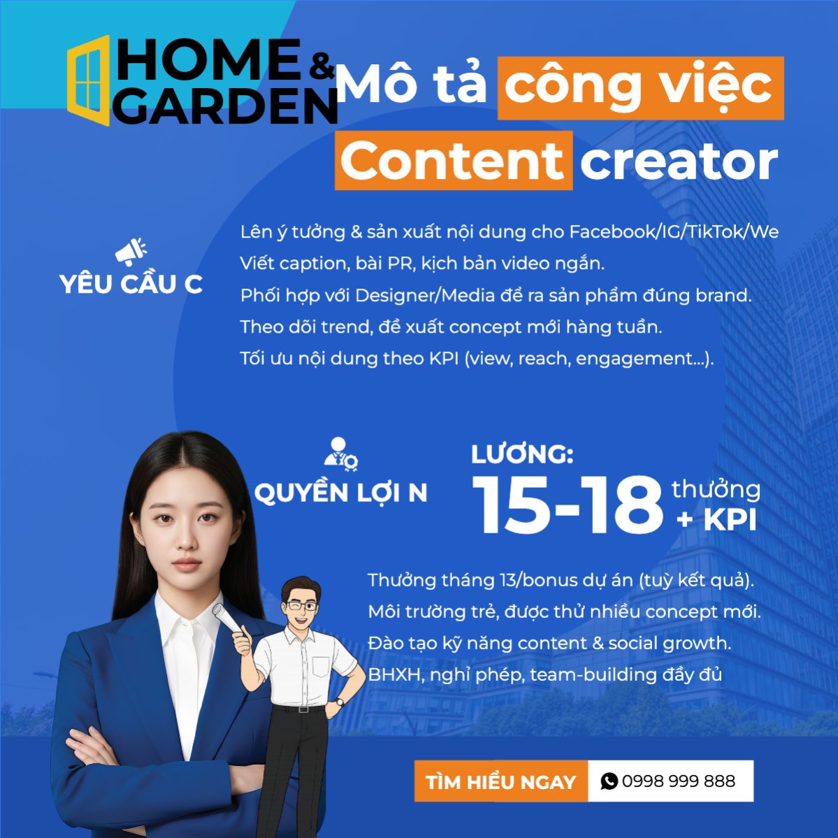 Mẫu Bài post MXH vuông Tuyển dụng content creator — LayerPic