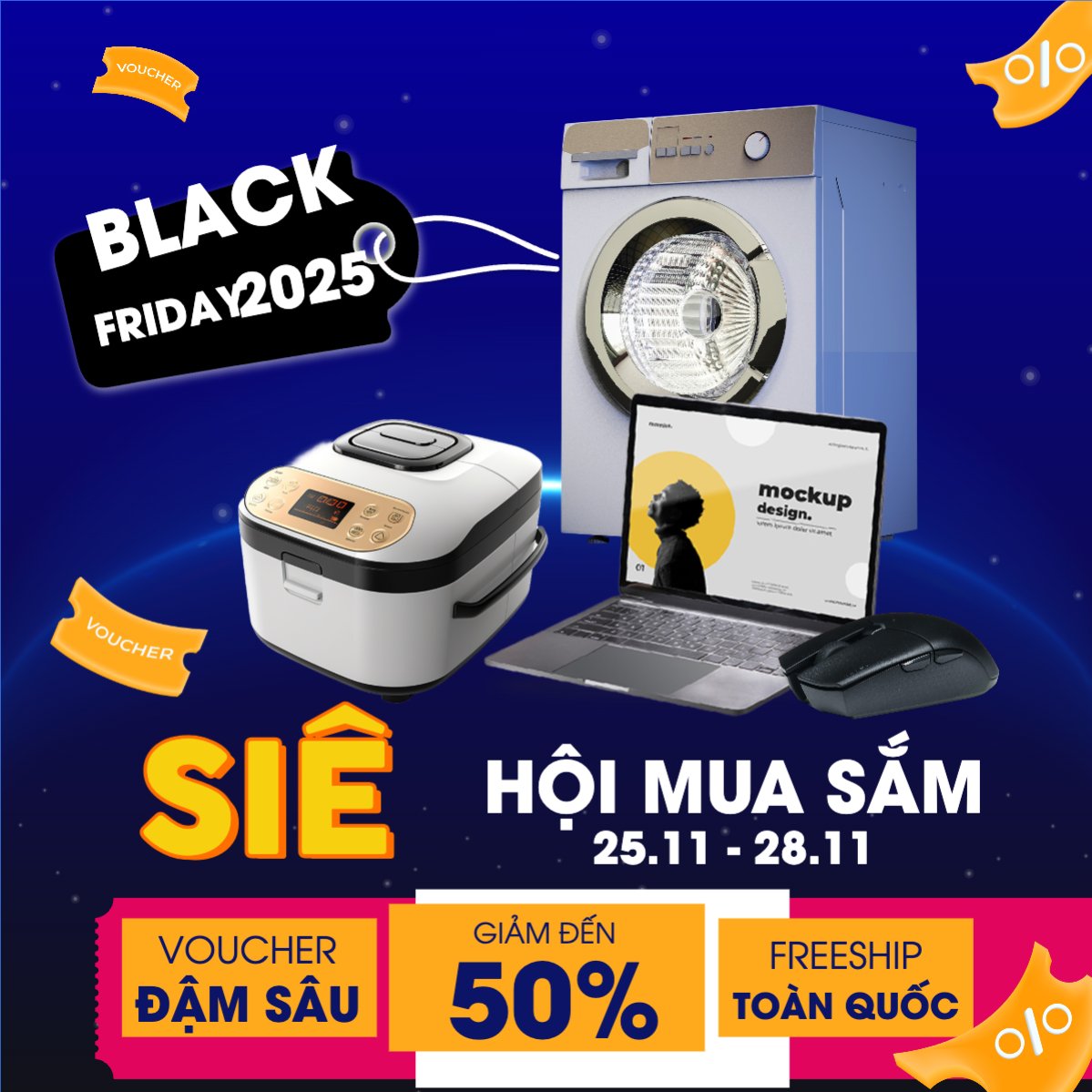 Mẫu Bài post MXH vuông Siêu hội mua sắm công nghệ — LayerPic