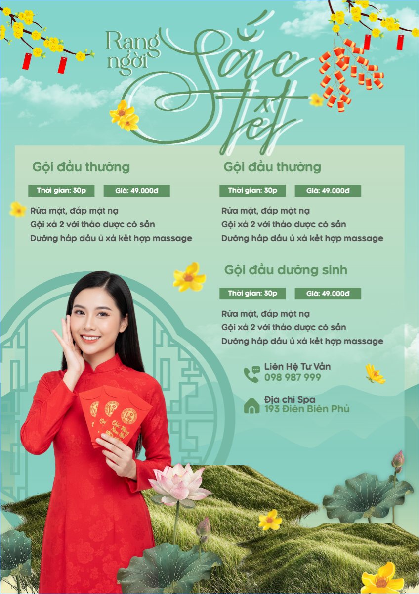 Mẫu Menu tờ rời (dọc) Rạng ngời sắc tết — LayerPic